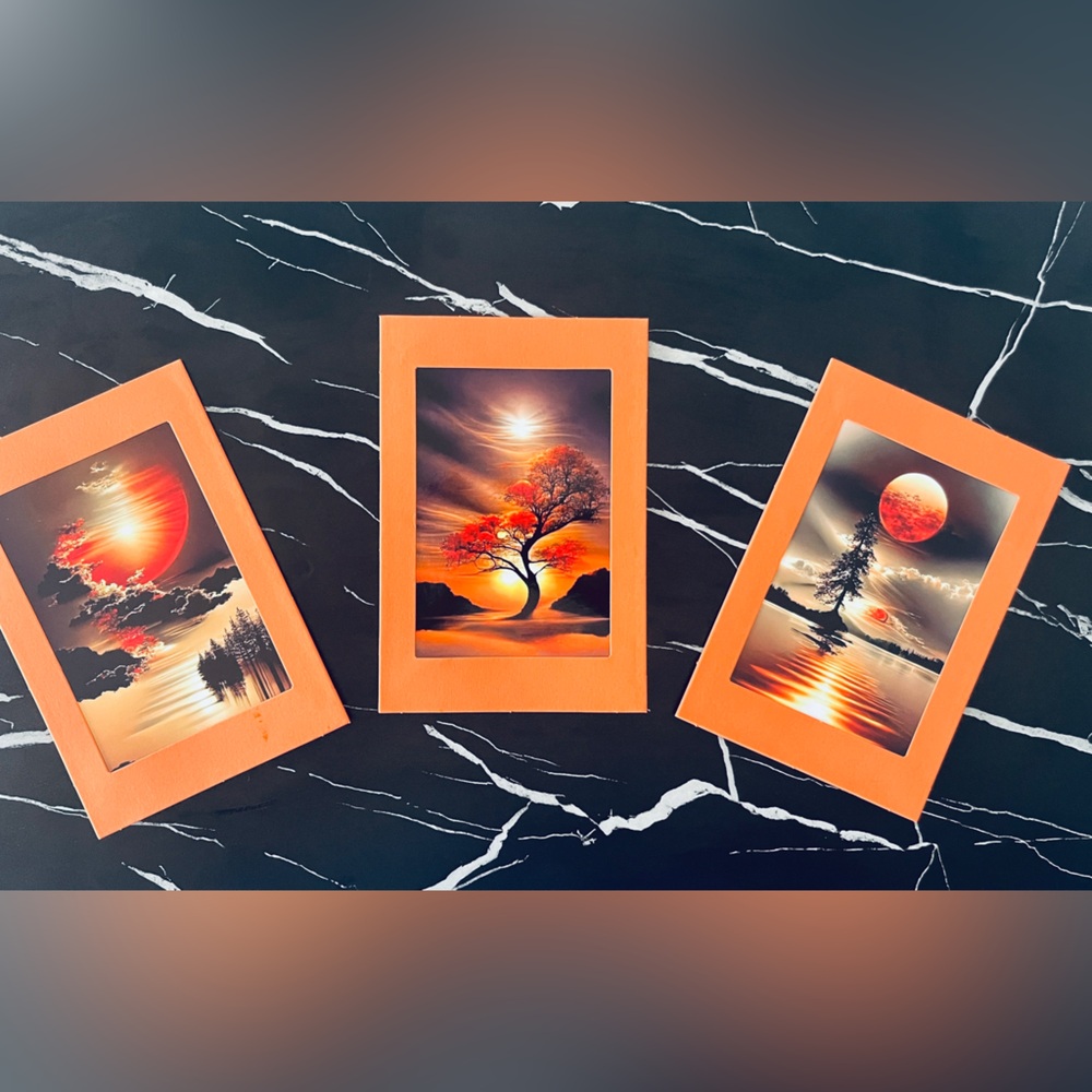 Original Use Sunset Tree Mixed Media Art Set